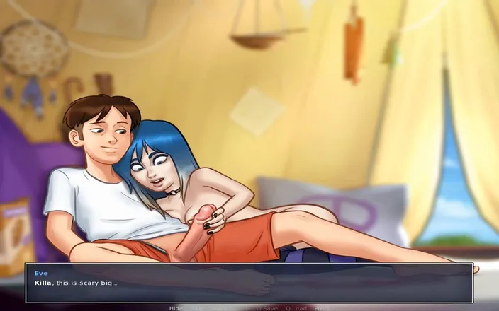 Hentai World: Summertime saga - classmate blue hair teen eve take my cook