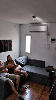Fucking My Best Friend's Wife on the Couch While He Watches TV