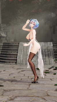 [mmd]miku-투명한 치삼 검은 실크 서큐버스 패턴이 드러날 때 큰 가슴이 흔들리고 보지가 드러난다