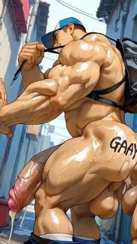 Muskel-penis rutscht tief in den mann und reitet mannarsch gefickt, langer hyper-penis ai schwul