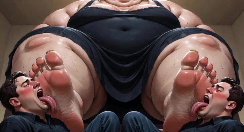 YOUR BEST FANTASY: Obese SSBBW Foot Domination - Male Slaves Cleaning Her Big Soft...