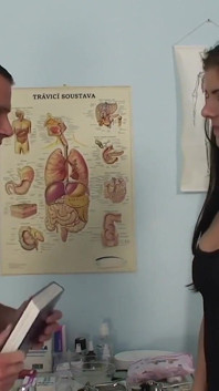 Horny and cock hungry brunette pretends to be sick to the doctor just to have it put in her warm wet pussy