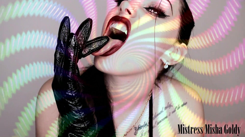 Goddess Misha Goldy: My shiny gloves own you! Strong mind fuck &amp; JOI