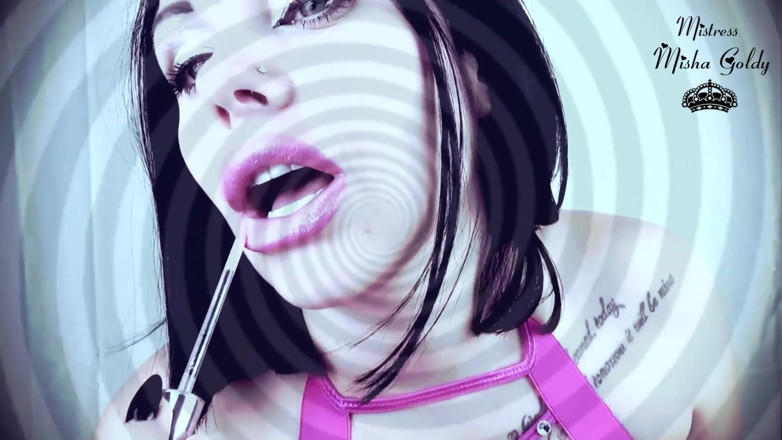 Goddess Misha Goldy: Labbra rosa lucide e grandi tette incantano con joi e...