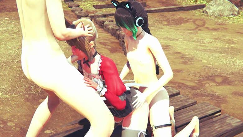 Yaoitube: Yaoi Femboy - нобу в тройничке сосет и трахается