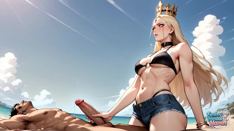 Femboy Hentai Haven: Enjoy Sloppy Femboy Transvestite Anal Bliss at the Beach During...