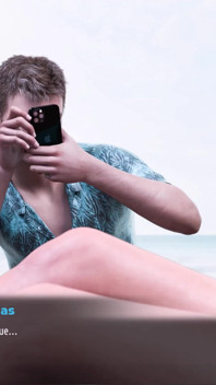 Sunville'in orta yaşlı seksi kadın #53 Sophia ile plajda fotoğraf çekimi.
