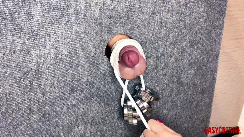 AnnyCandyPainboy: Mistress Tightly Tied the Slave's Cock and Balls by Hanging...