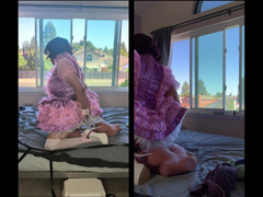 Sissy Candy: 섹스 인형 장난감을 가지고 갇히는 핑크 새틴 Sissy Maid