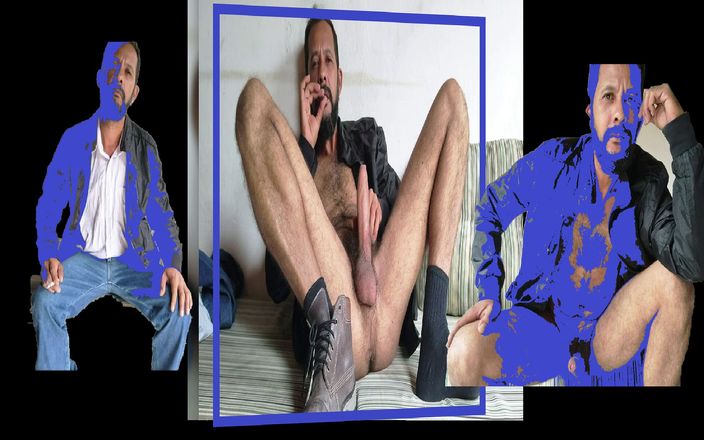 Hairy stink male: Merokok dengan celana jins biru