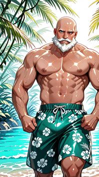 ชายชราหัวล้านหล่อๆ เปลือยอก