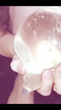 Fucking a Condom Filled with My Pee, Playing with Cum!