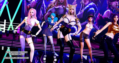 3D-Hentai Games: Gfriend - Glass bead Ahri, Akali, Seraphine, Kaisa, Gwen เต้น Kpop ร้อนแรง