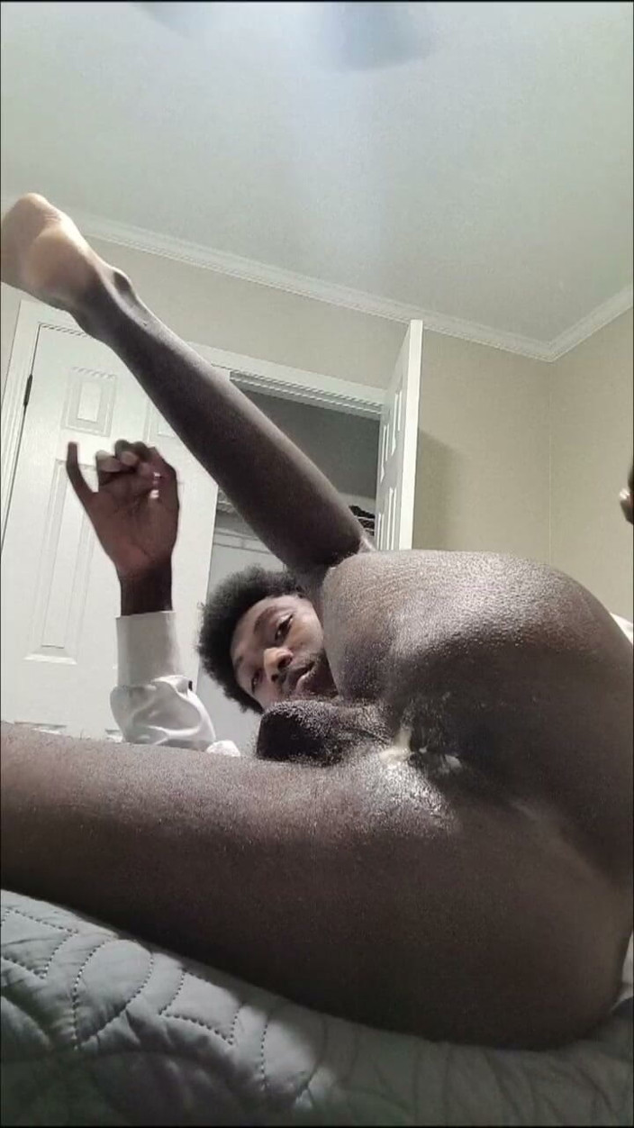 DaBlackFemboy: Deep BBC Dildo Strokes in Creamy Femboy Pussy