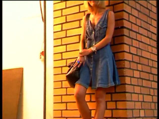 Lucky Cooch: Gorgeous blonde girl being interviewed