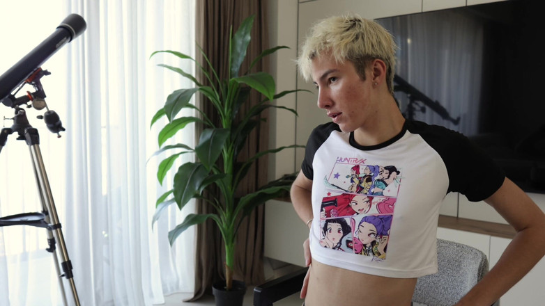 Sandro Jenner: A Twink Poses in Front of a Fat Man and...