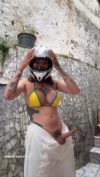 Sabrina Prezotte, the Brazilian Transvestite with the Big Penis, Gets a Surprise While Performing Her Solo.
