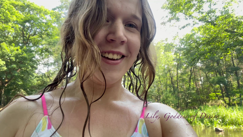Lily, Goddess of Desire: Cute Teen in Costume Playing in the River Like in...