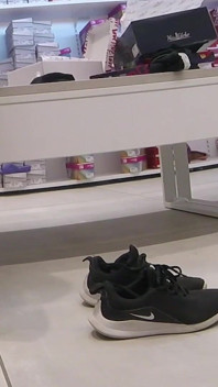 Pussy Flash - My Exhibitionist Wife Without Panties Plays the Slut in a Shoe Store