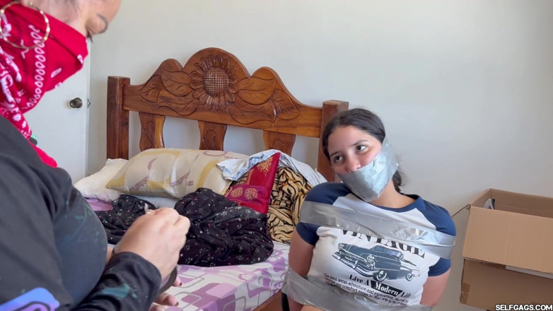 Selfgags Latina Bondage: Fantasizing 18-year-old Taped &amp; Gagged by Masked MILF