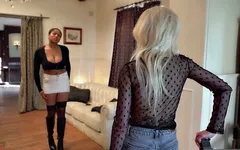 Janelle vs Stella - Afro girl with huge boobs got fucked by tiny blonde
