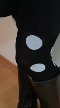 Polka Dot Punčocháče & Boot Tease v Černé Minidress