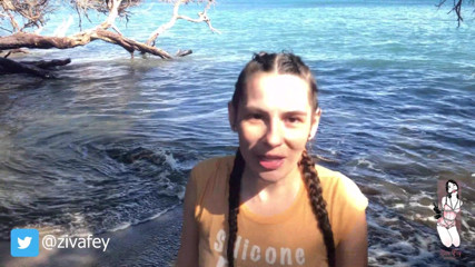 Ziva Fey: Ziva Fey - Getting wet fully clothed in the ocean