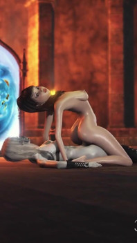 3d dickgirl witch fucks a sexy girl in the dark castle