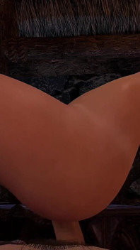 Slim Blonde rides cock sideways: Skyrim Porn Parody
