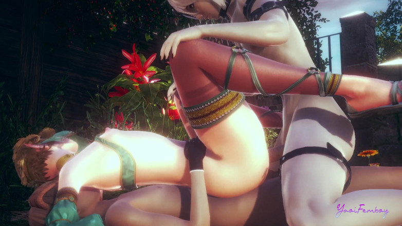 Yaoitube: Zelda yaoi femboy - link dobel penetrasi threesome (tanpa sensor)