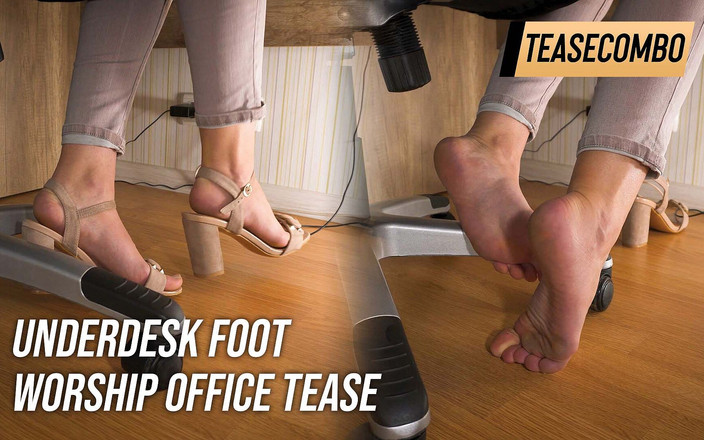 Teasecombo 4K: Godaan pemujaan kaki underdesk di kantor