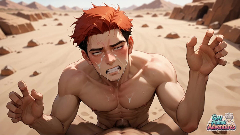 Gay Anime Adventures: Scatena la tempesta di sborrate muscolari gay nel deserto - la...