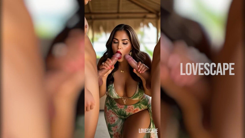 Lovescape: Latina MILF Double-teamed Raw on the Beach