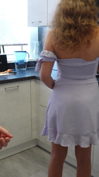 Small Size Hotwife Got Roughly Fucked by Husband Friend in Kitchen!