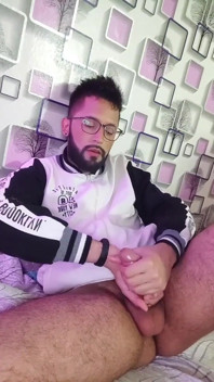 Massaging my cock with oil until I shoot a nice big load