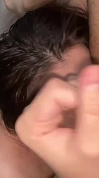 Bitch Works with Her Tongue and Then Gets a Hot Portion of Cum in Her Mouth