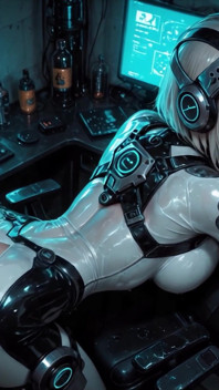 Latex Gamer Queen Virexa - Chrome POV - Ai Generated