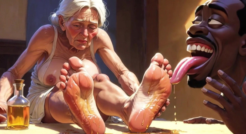 Anime Hentai: Vecchia nonna adorazione del piede - uomo che lecca le suole...