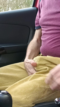 Quick Cum Wearing Cords Parked at Public Cruising Layby