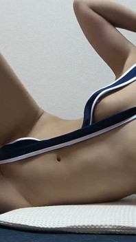 Indoor Camera in Girls' Apartment in Japan, Cute Girl Exercise Training While Wedgie Thong Leotard and Stick Out Natural Tits