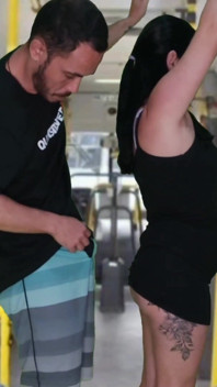 Old Scoundrel with an Encoxada and Masturbates Until He Cums on the Brunette in the Bus