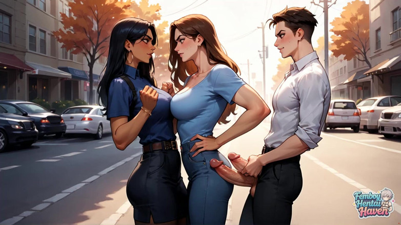 Femboy Hentai Haven: ¡Esta femboy genial ama a una desnuda en las calles...