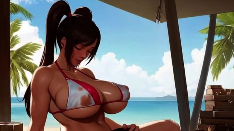 Spicy Toons: Milf tettone giganti allattano lesbiche sulla spiaggia