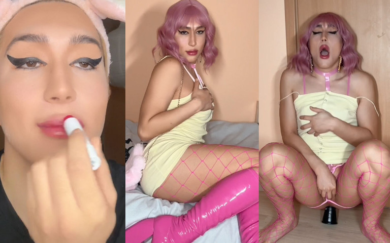 Sissy Boy Feminization Makeup Vaping Crossdress Dildo Ride (Viper Fierce)