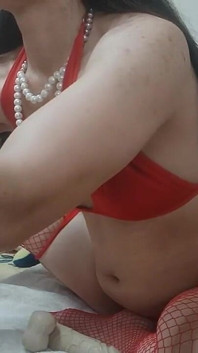 Hana Wear Red Outfit Getting Full Nake for You