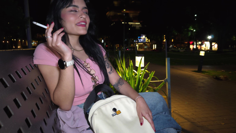cxlila: Amateur Public Pickup: Latina Fan with Pornhub Backpack Gives Deepthroat...