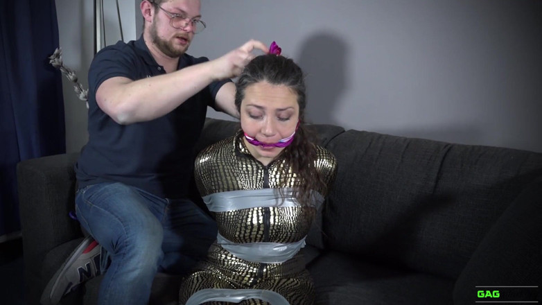Gag Attack: Julia - Catsuit Tape Bondage