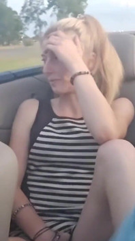 Hot Blue Eyed Blonde Dildo Fucking in the Back of Convertible