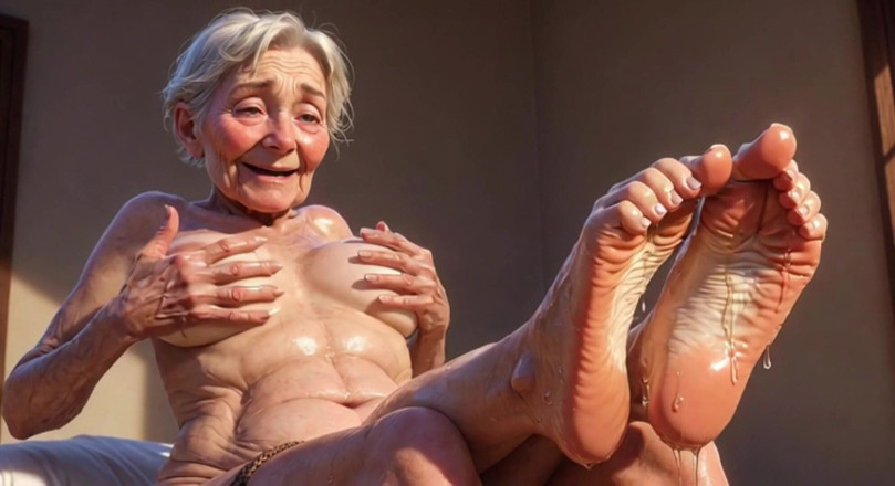 Anime Hentai: Old Granny Enjoying Oil Foot Massage - Desperate for Tongue in...