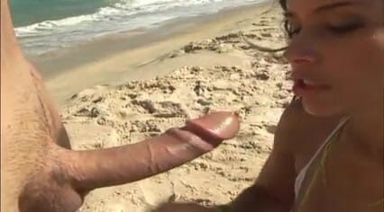 Hot Pornstars: Stunning brunette gets anal and pussy fuck on a beach